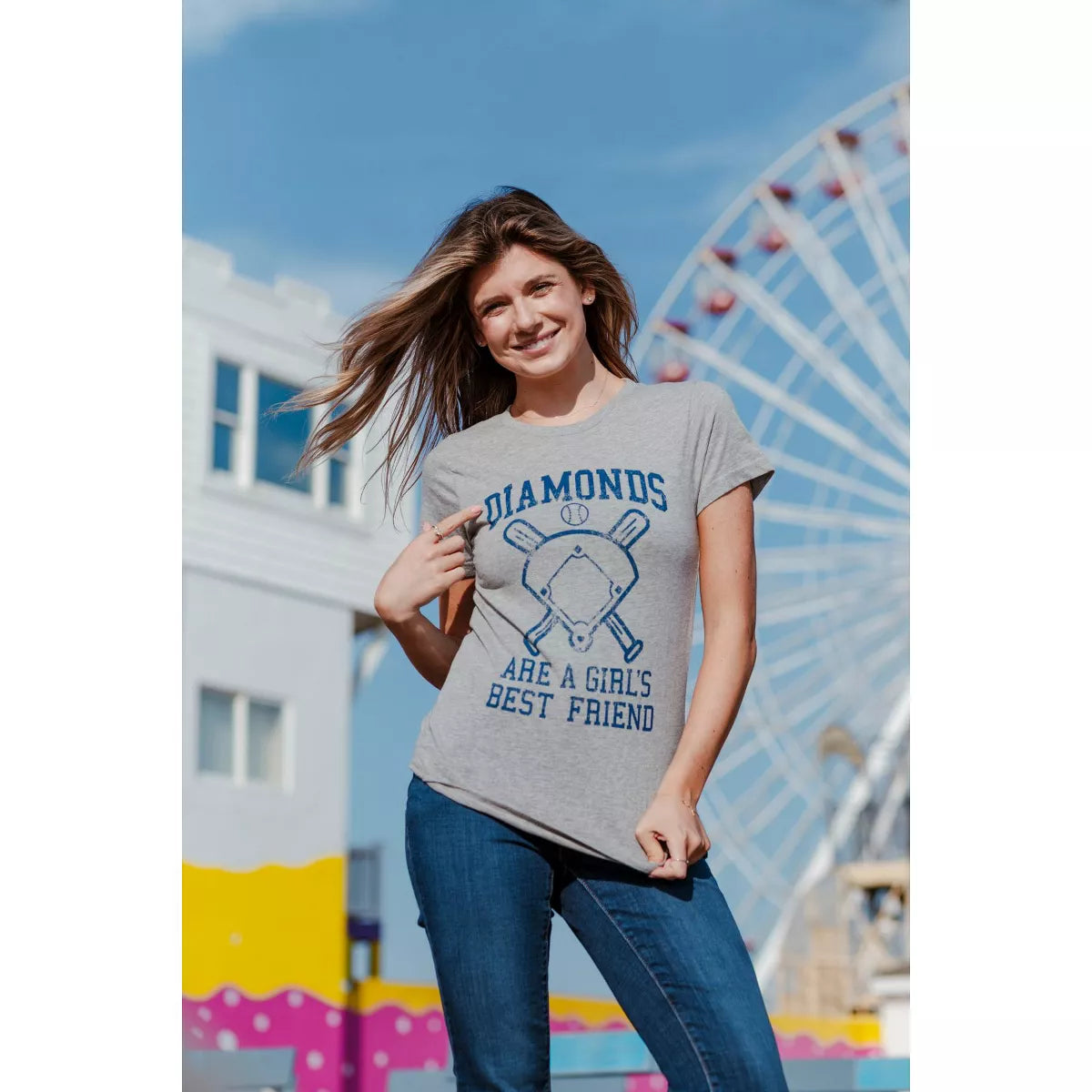 Womens Diamonds Are a Girls Best Friend T Shirt Funny Cute Baseball for Ladies - Crazy Dog Women'S T Shirt for Baseball Fan