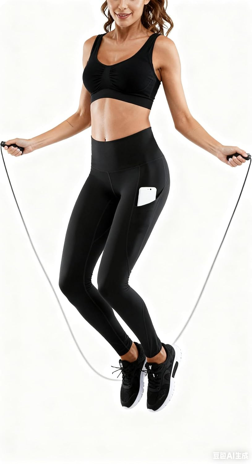 Lingswallow High Waist Yoga Pants - Yoga Pants with Pockets Tummy Control, 4 Ways Stretch Workout Running Yoga Leggings